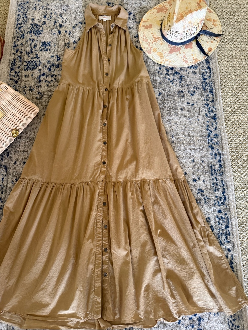 XiRENA Sleeveless Tiered Button-Front Maxi Dress in Taupe - Picture 4 of 6